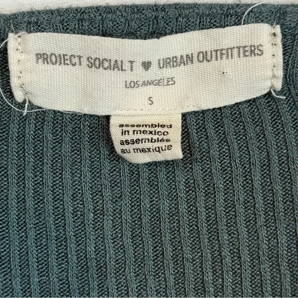 Project Social T x Urban Outfitters Ribbed Wrap Tie Crop Top Teal Green Small - Picture 6 of 9
